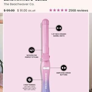 The Beachwaver Co. Pink Ceramic Rotating Curling Iron